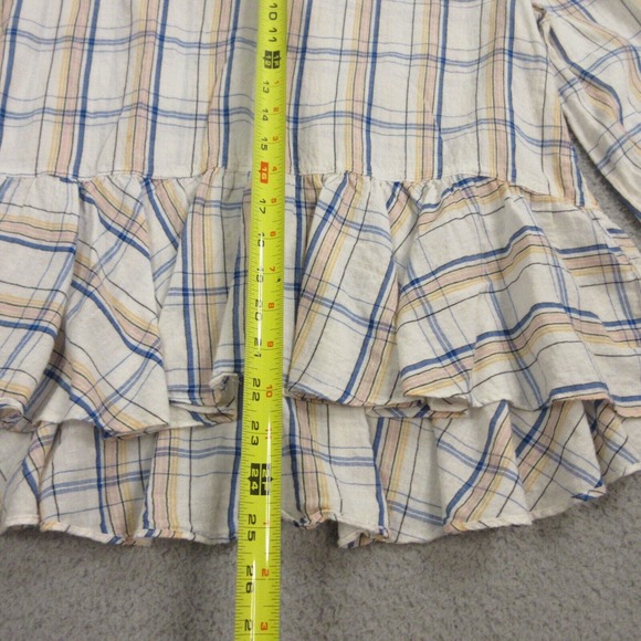 Maeve Anthropologie Plaid Ruffle Tunic Blouse Top size 6 Prairie Peasant - Picture 8 of 11